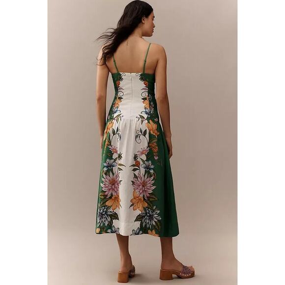 NEW NWT Farm Rio Sweet Bloom Dreamscape Linen Blend Sleeveless Midi Dress Size L - Picture 2 of 11